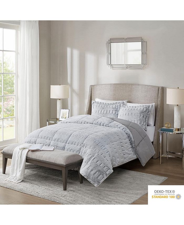 Gracie Mills 3PC Soft Plush Comforter Set California King Grey