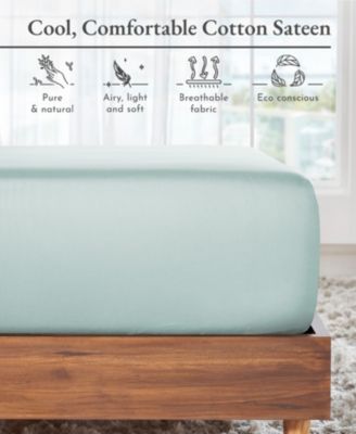 Deep Pocket Cotton Sateen Fitted Sheet Only, Twin