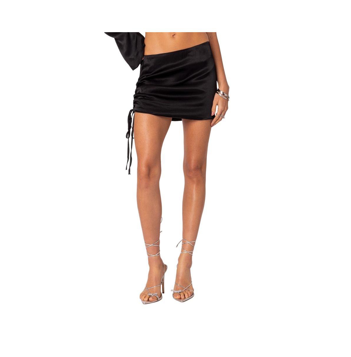 Women's Solstice satin drawstring skirt - Black