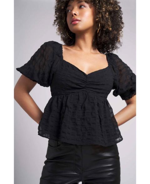 Женский топ Caldwell Collection Dani Sweetheart neck ruffled, цвет: Чёрный
