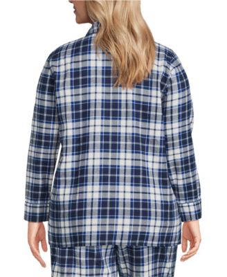 Plus Size Long Sleeve Print Flannel Pajama Top