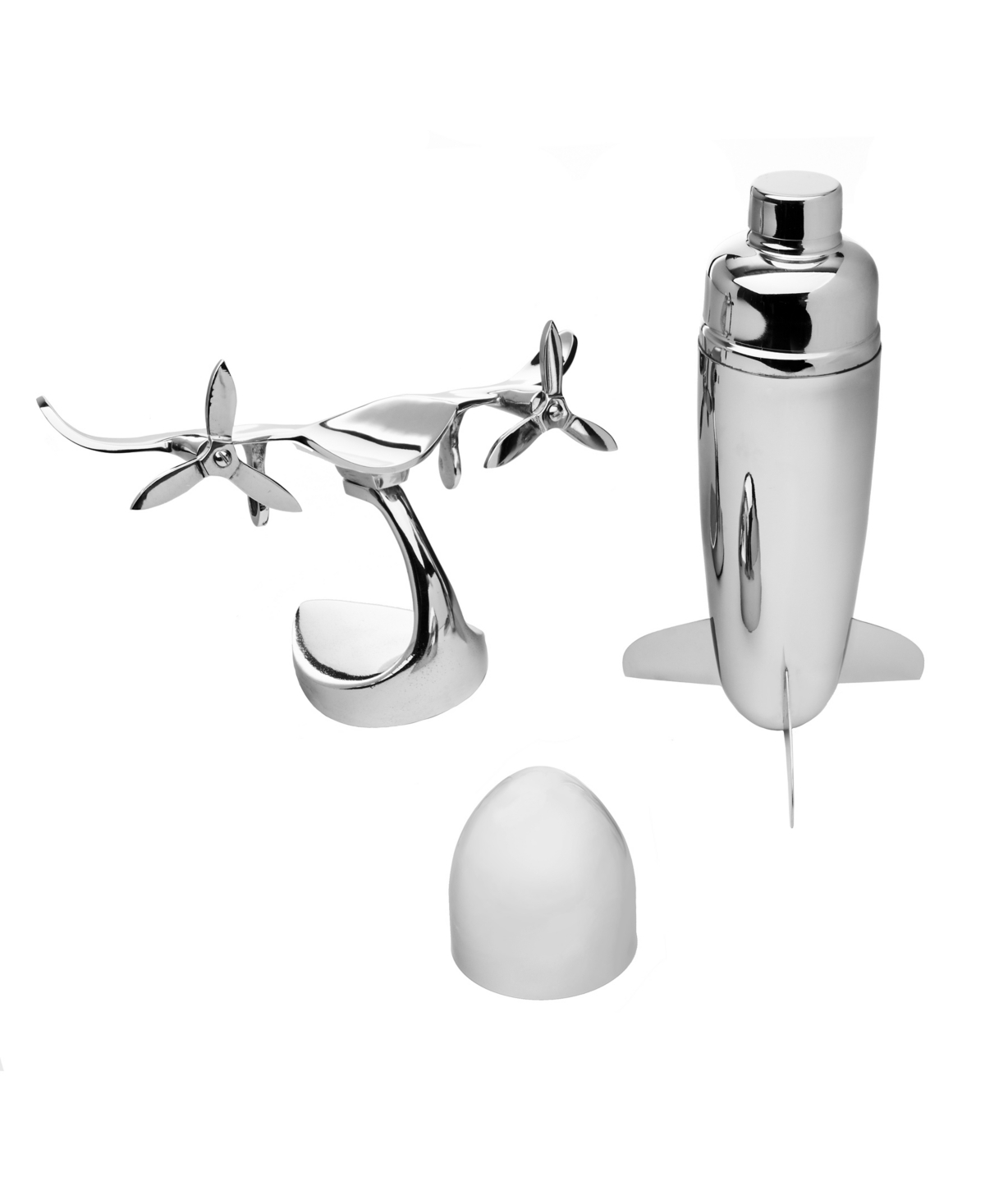 Godinger Airplane Cocktail Shaker On A Stand In Sikver