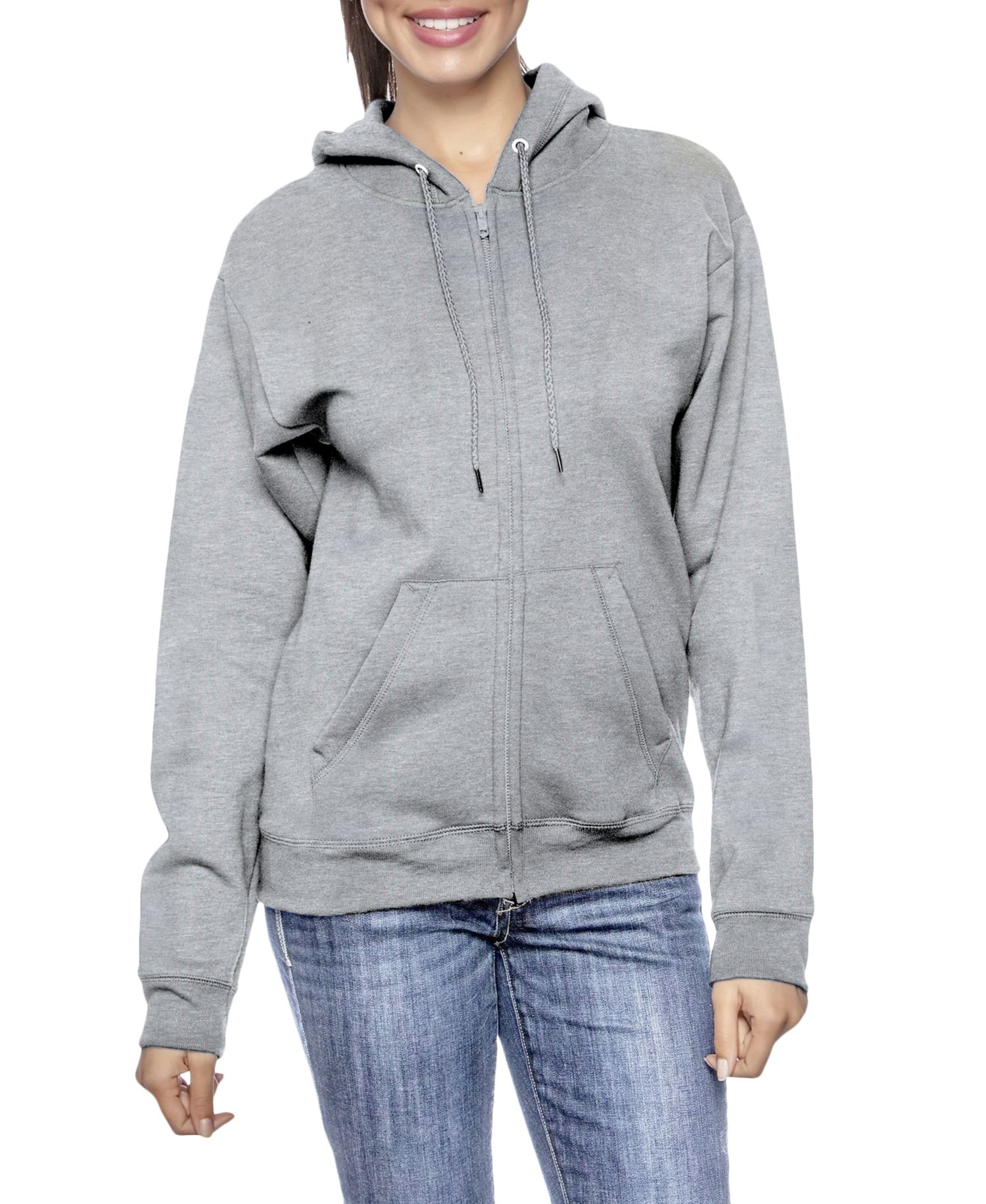 Women's Fleece-Lined Loose-Fit Full-Zip Sweater Hoodie