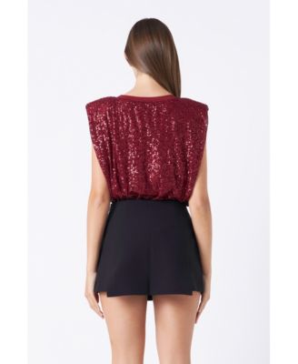 Women's Sequin Shoulder Pad Top