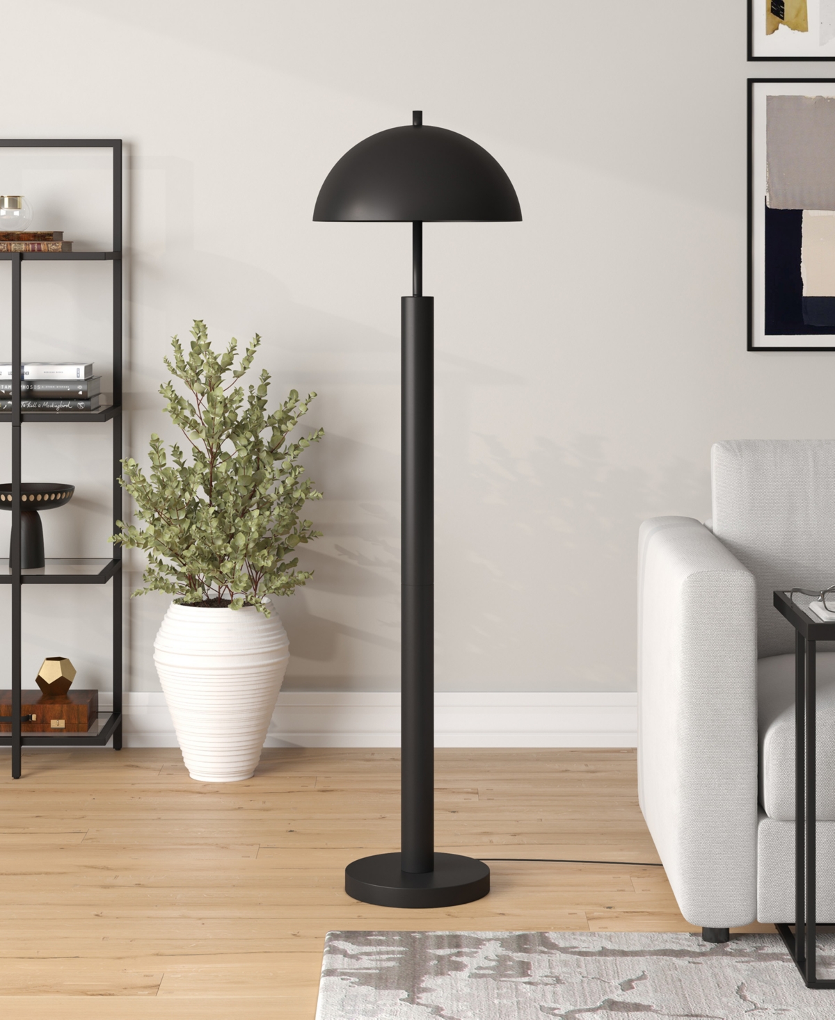 Shop Hudson & Canal York 58" Tall Floor Lamp With Metal Shade In Blackened Bronze