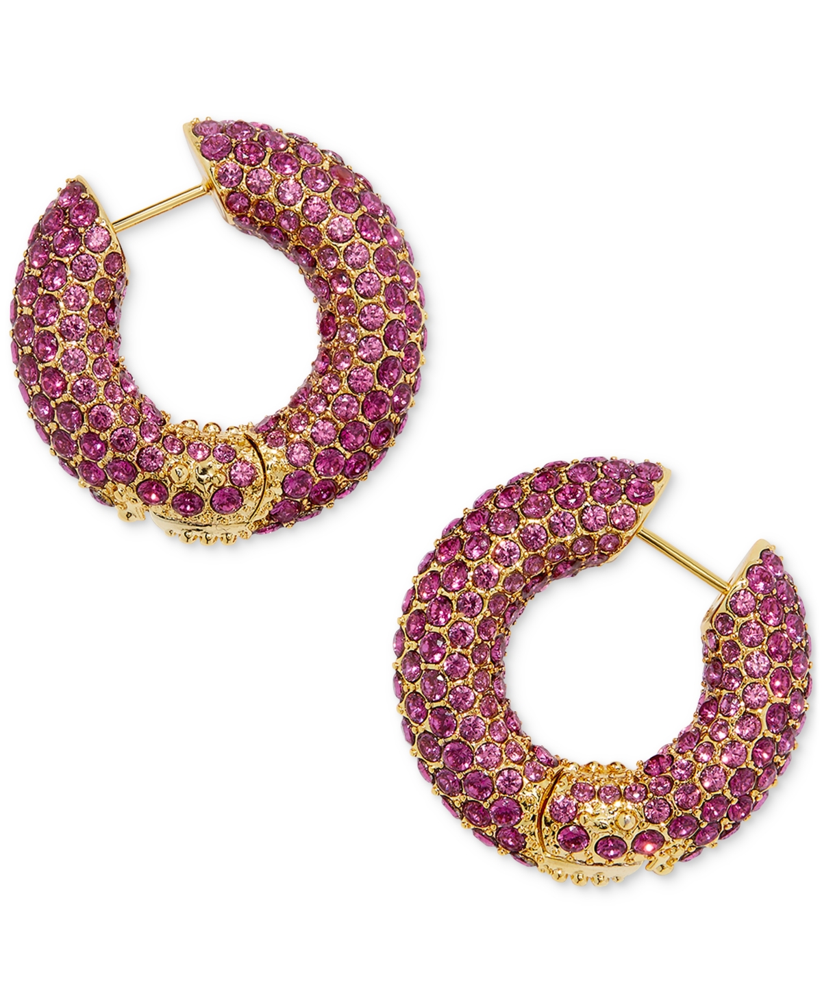 Gold-Tone Mikki Pave Small Hoop Earrings, 0.6" - Gold Green