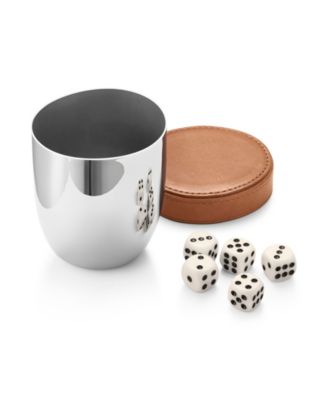 Sky Dice Leather and Stainless Steel Travel Cup and 5 Dice