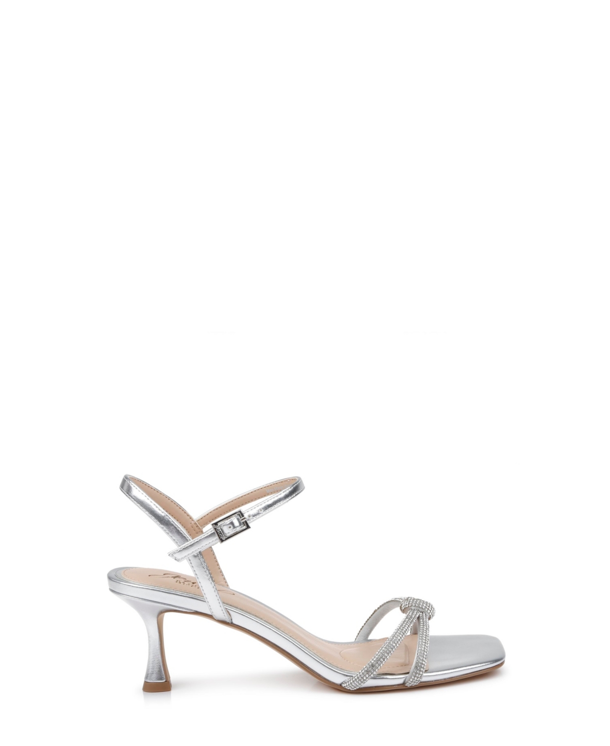 Jewel Badgley Mischka Women's Maci rhinestone Knot Kitten Heel Evening Sandals