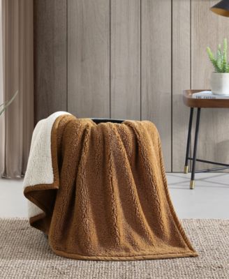 Bi Colored Sherpa Reversible Throw, 60" X 50"