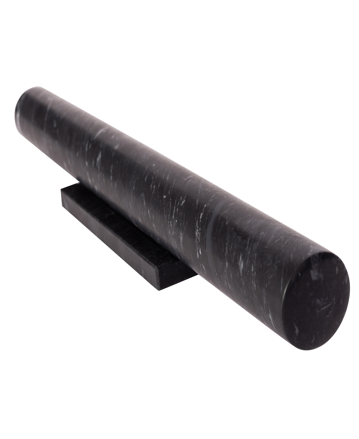 Artifacts Trading Company 12" Straight Marble Rolling Pin With Stand, 11" X 1" In Black Matte