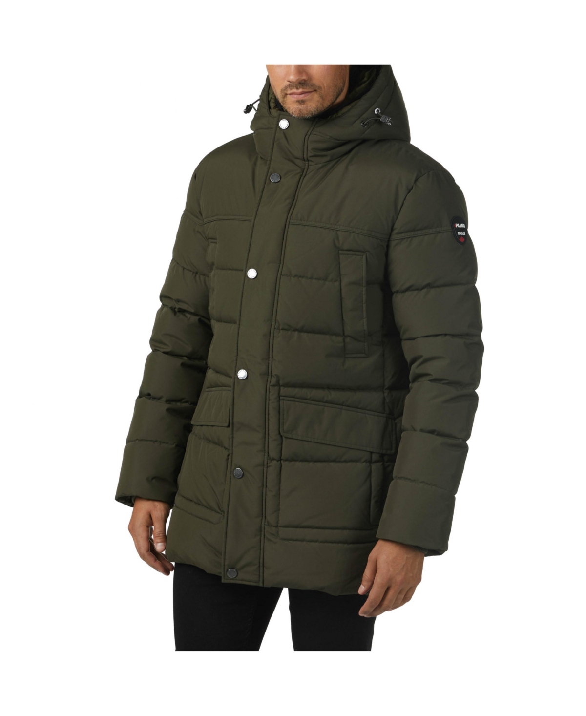 Men's Teller Channel Quilted Parka with Fixed Hood - Military