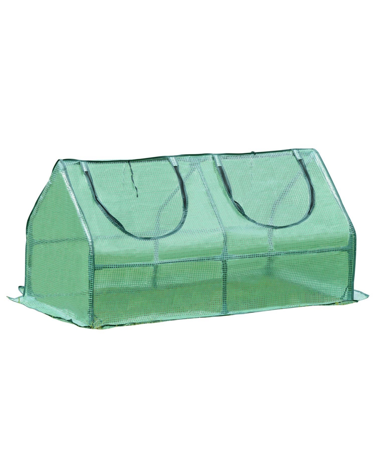 Mini Greenhouse Water Resistant Uv Protected 2 Zipper Doors. - Green
