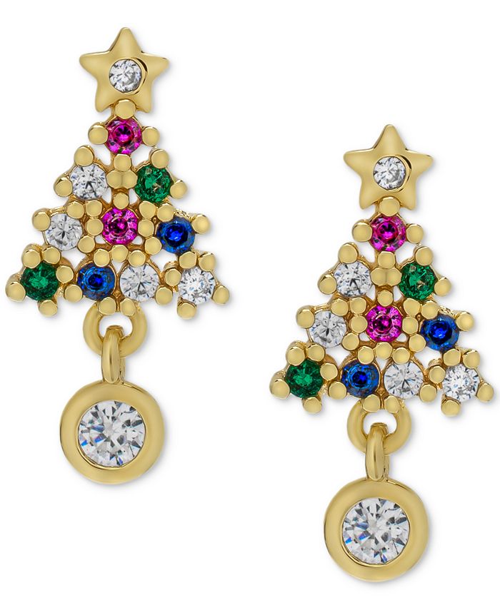 Macy s Multi Gemstone Christmas Tree Dangle Stud Earrings 1 2 ct