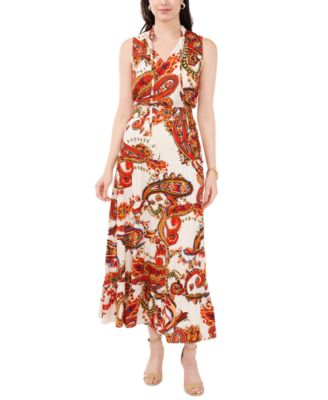 MSK Women's Paisley-Print Tiered Maxi Dress - Macy's