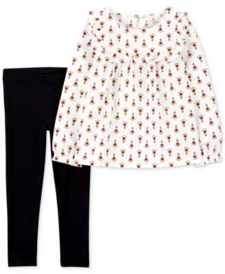 Carter's - Toddler Girls 2-Pc. Floral Long-Sleeve Top & Stretch Leggings Set