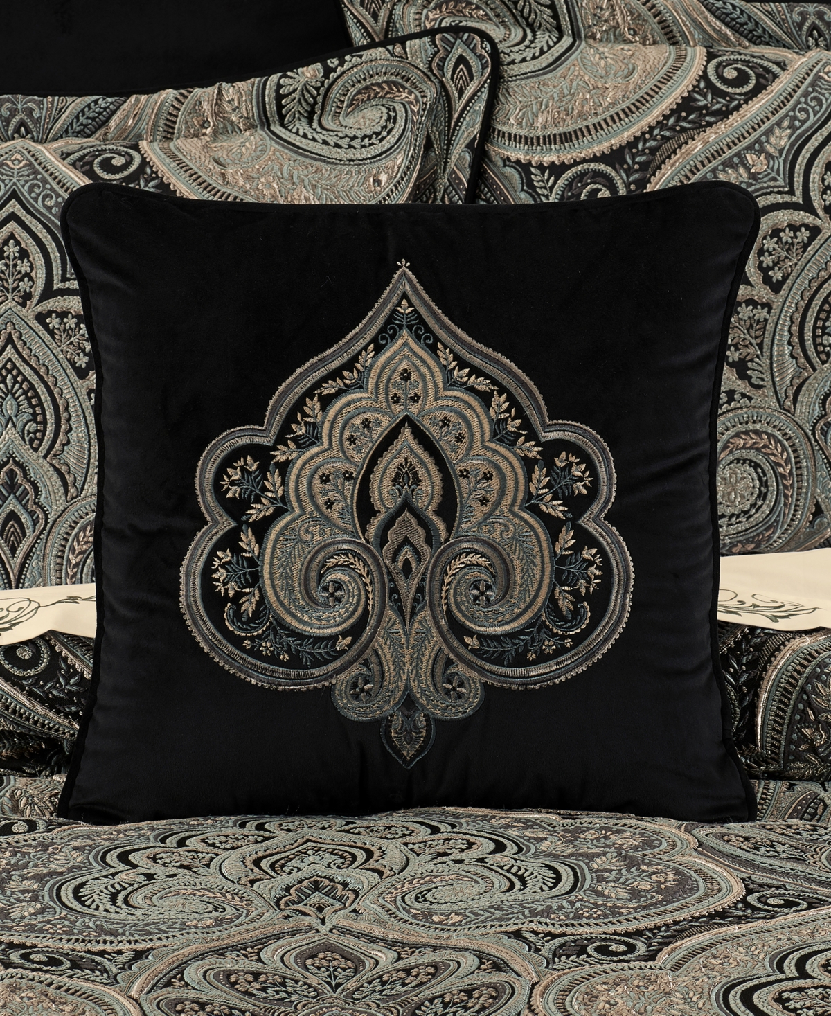 Shop J Queen New York Vincenzo Square Decorative Pillow, 18" In Black