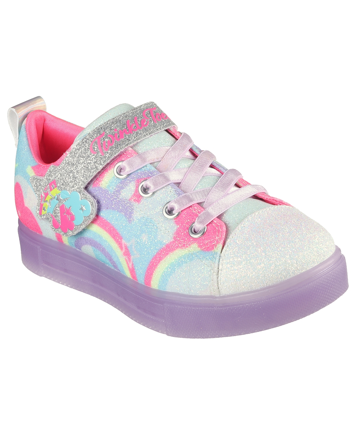 Skechers Kids' Little Girls Twinkle Sparks Ice 2.0 Light-up Adjustable Strap Casual Sneakers From Finish Line In Multi