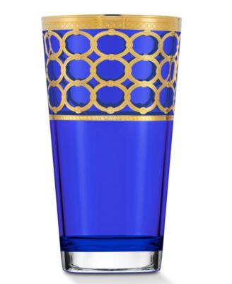 Cobalt Blue High Ball with Gold-Tone Rings, Set of 4