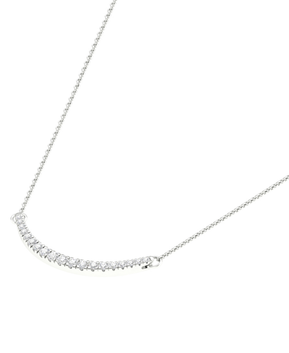 Shop Forever Grown Diamonds Lab Grown Diamond Curved Bar Collar Necklace (1/2 Ct. T.w.) In Sterling Silver, 16" + 2" Extender