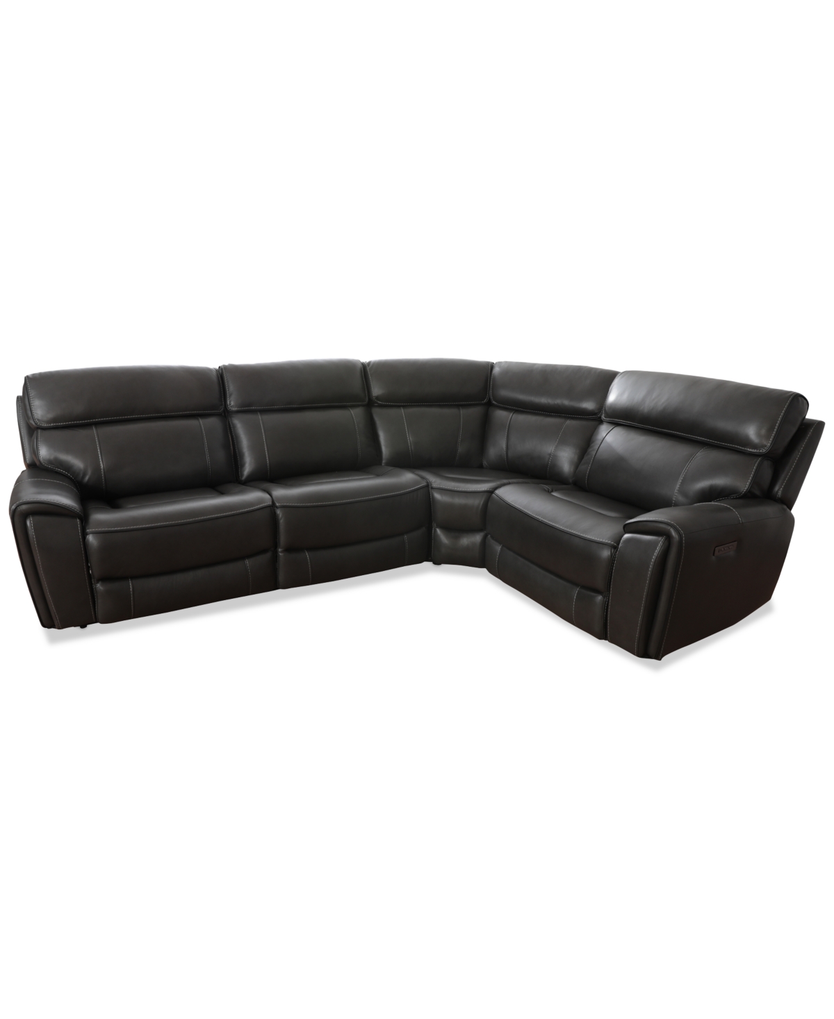 Macy's Hutchenson 119.5" 4-pc. Zero Gravity Leather Sectional With 2 Power Recliners, Created For  In Coffee