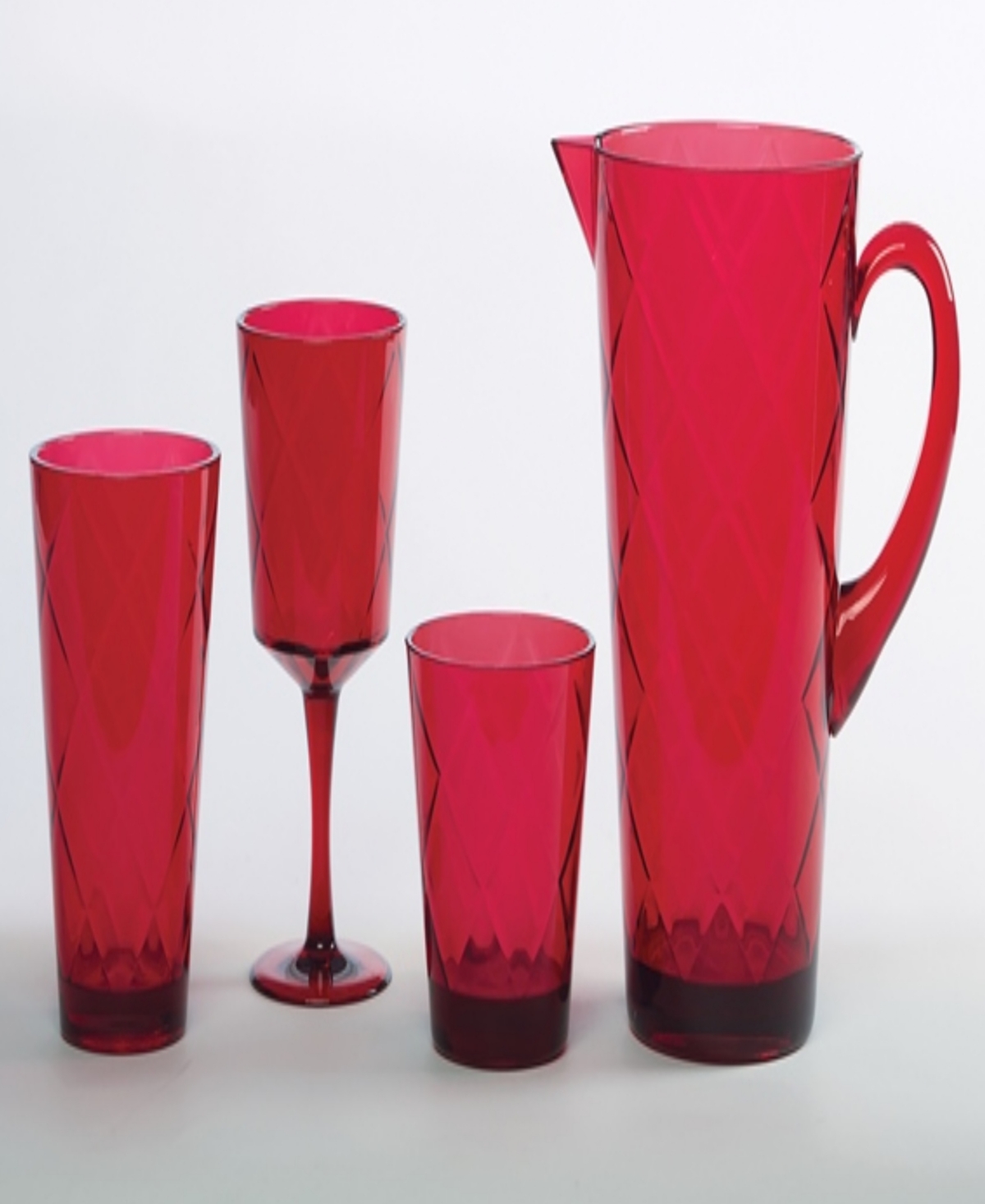 Certified International Ruby Diamond Acrylic Set of 8 Acrylic Ice Tea Glasses