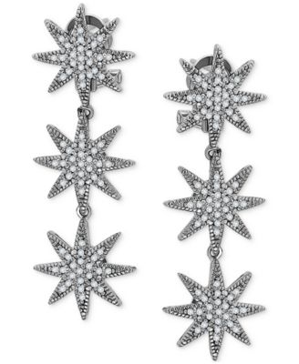 Macy's - Cubic Zirconia Triple Star Drop Earrings in Sterling Silver