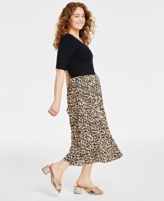 On 34th - Women's Pleated A-Line Midi Skirt