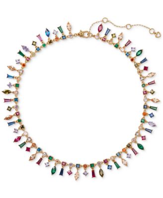 kate spade new york - Gold-Tone Multicolor Mixed Crystal All-Around Choker Necklace, 14-1/2" + 3" extender