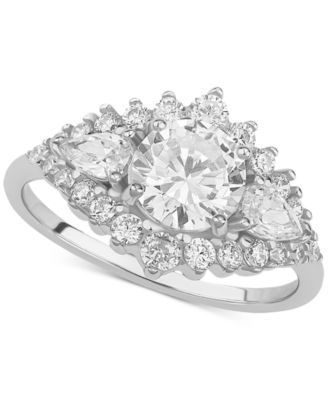 Cubic Zirconia Halo Cluster Ring in Sterling Silver, Created for Macy's