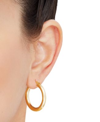 Polished Tube Hoop Earrings in 14k Gold (25mm)