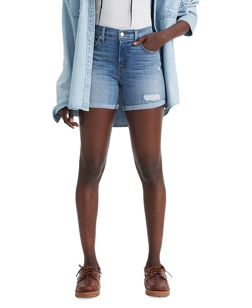 alfani Levi's Women's Mid Rise Mid-Length Stretch Shorts Women's Fashion Shoes & Accessories