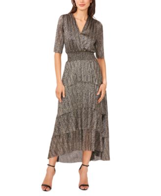 Vince Camuto - Women's Metallic-Print Tiered Midi Dress