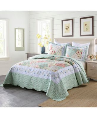 3 Piece Printed Quilt Bedspread Set B014 - King