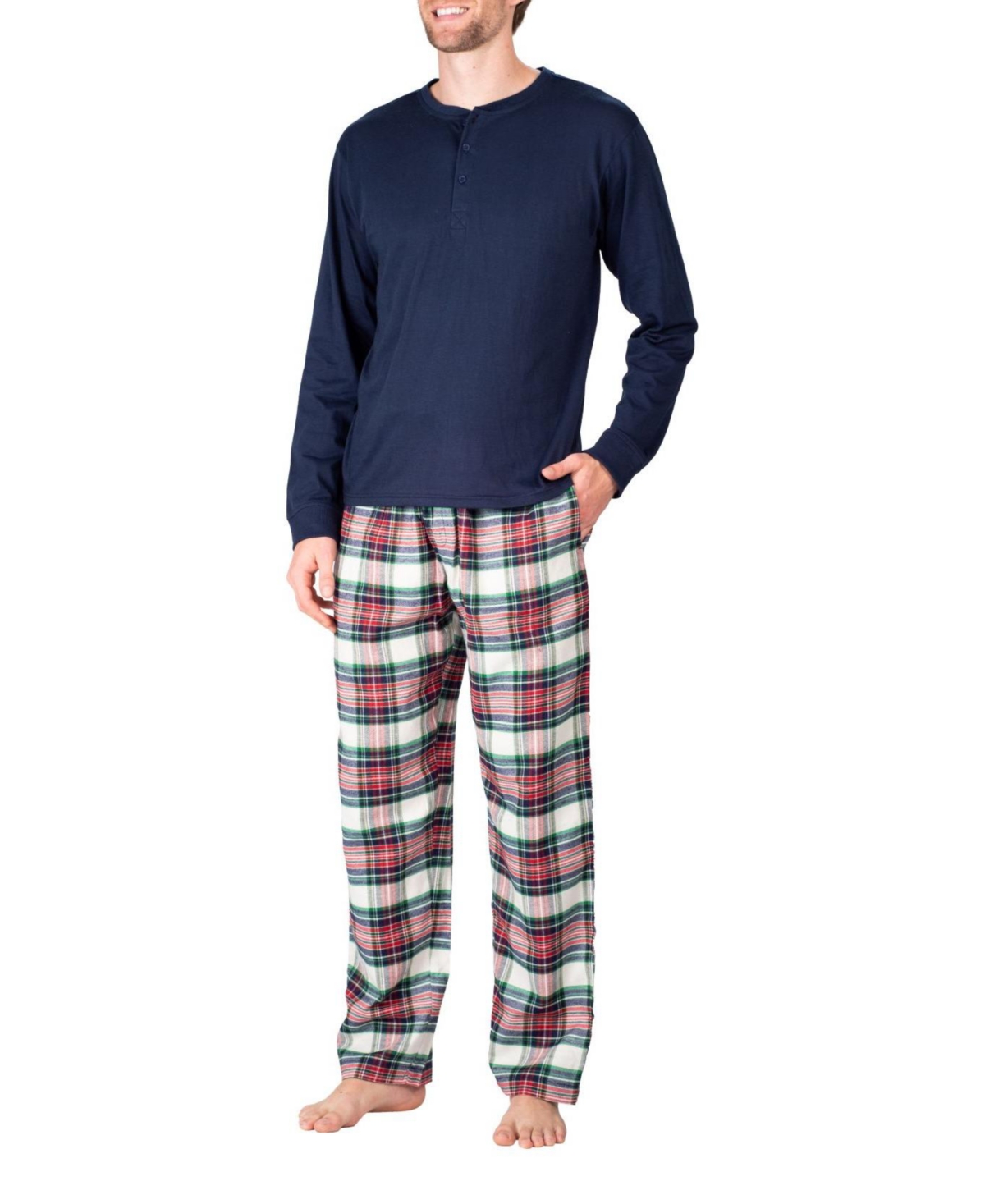Sleep Hero Men's Flannel Pajama Set - White and black buffalo check