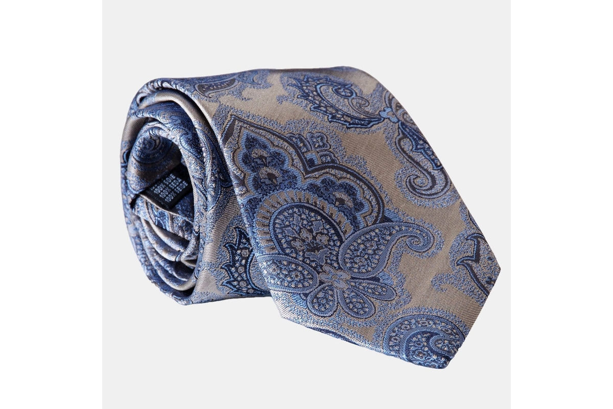 Cortina - Extra Long Silk Jacquard Tie for Men - Royal blue