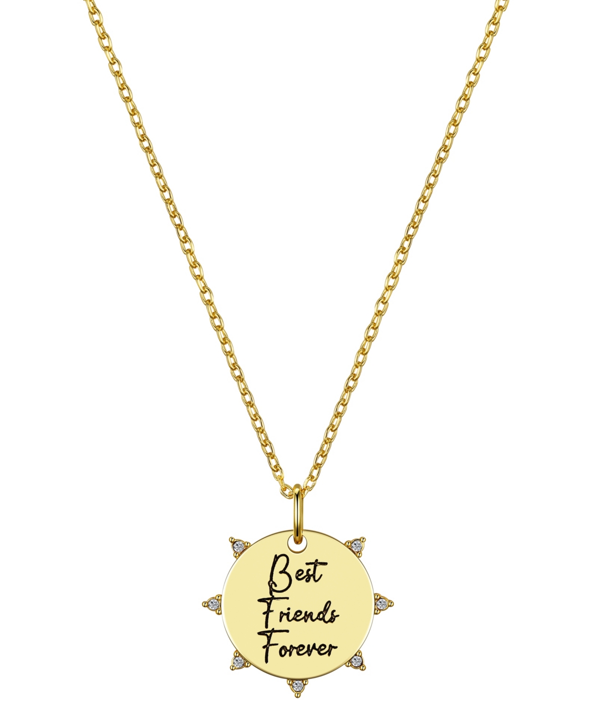 14K Gold Plated and Crystal Best Friends Forever Pendant Necklace - Gold