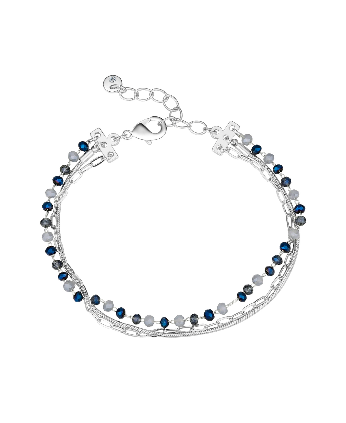 Unwritten Multi Color Crystal Bead Triple Strand Bracelet In Silver