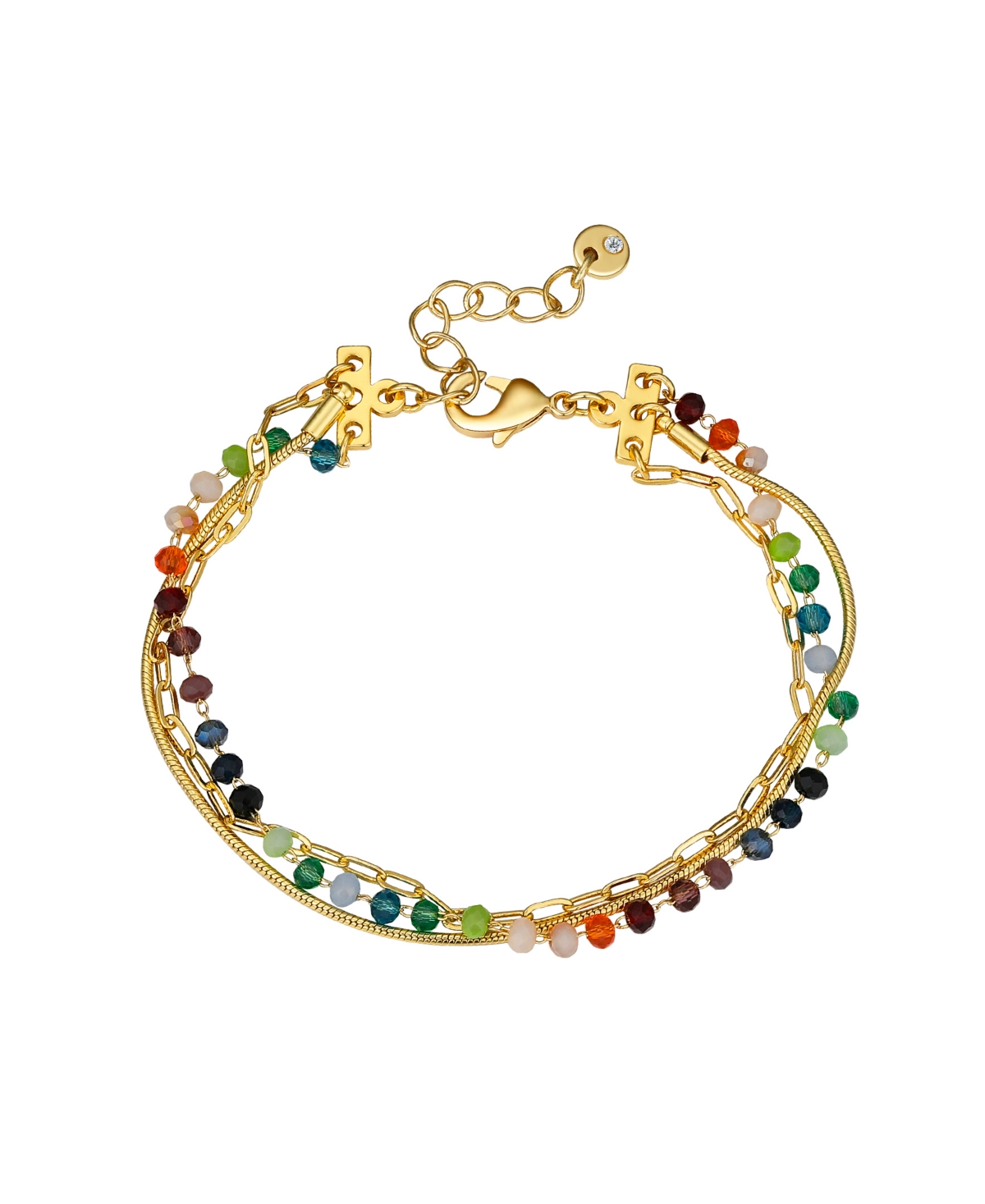 Unwritten Multi Color Crystal Triple Strand Bracelet In Gold