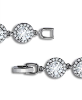 Cubic Zirconia Round Halo Link Bracelet