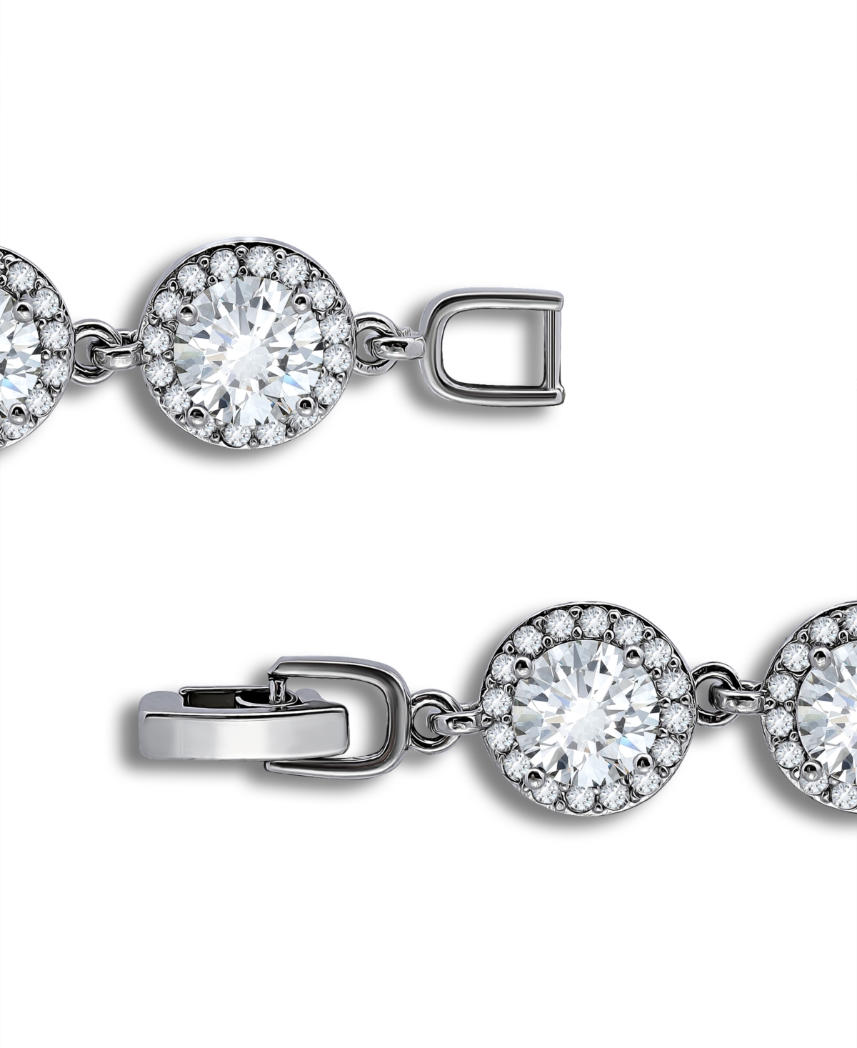 Shop Macy's Cubic Zirconia Round Halo Link Bracelet In Silver