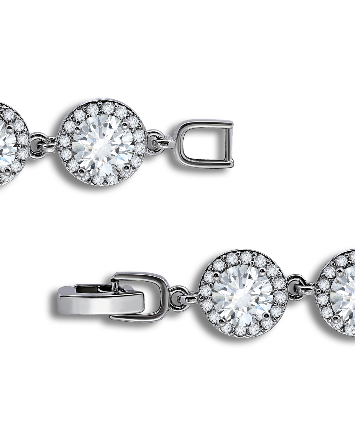 Macy's Cubic Zirconia Round Halo Link Bracelet In Silver