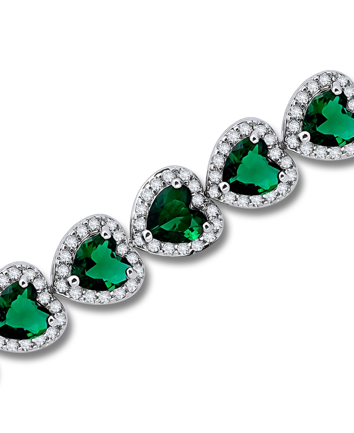 Macy's Cubic Zirconia Green Glass Heart Halo Link Bracelet In Green
