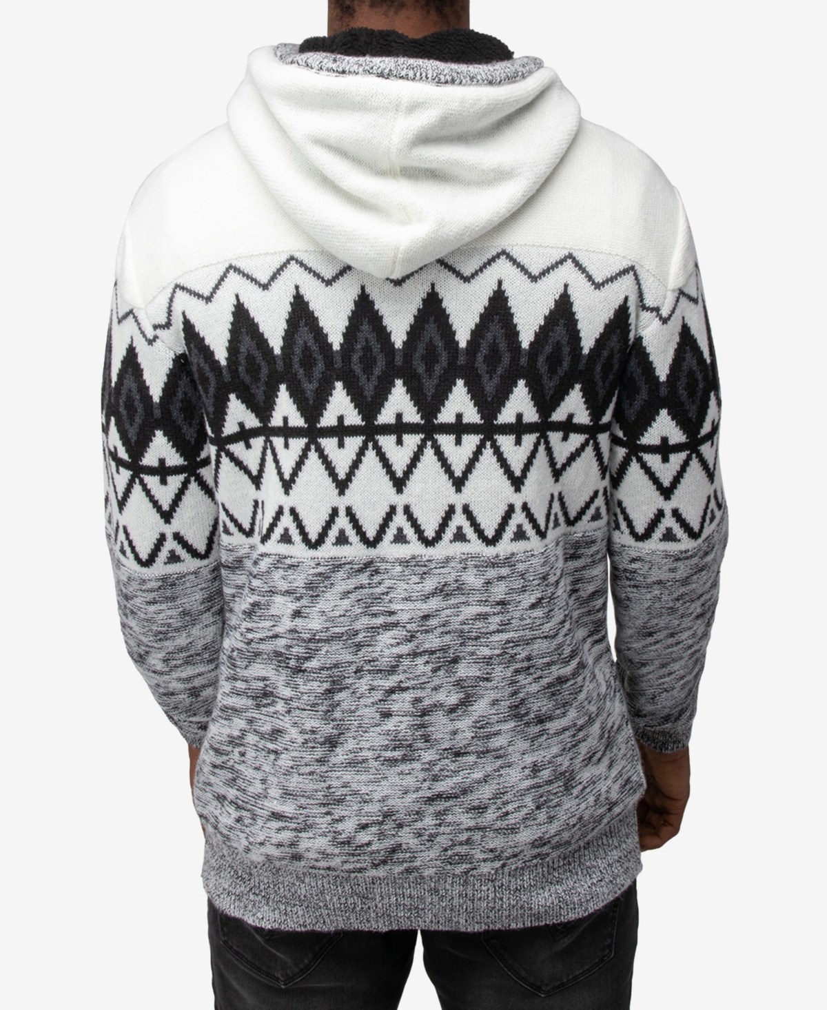 X-Ray Men's Color Blocked Pattern Hooded Sweater