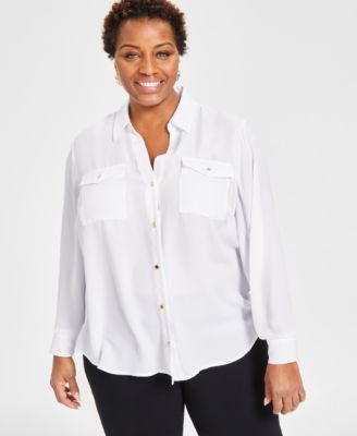 I.N.C. International Concepts - Women's Collared Button-Down Blouse