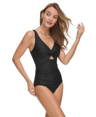 Women's Shirred Keyhole Detail One-Piece Swimsuit