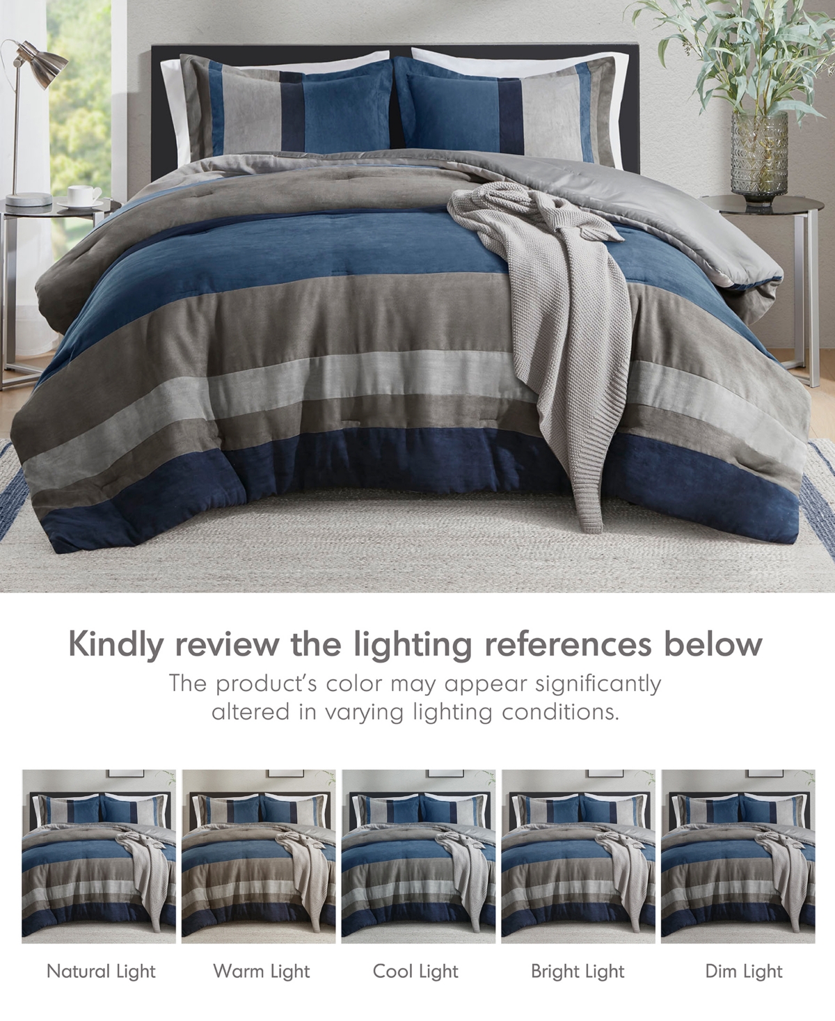 510 Design Boulder Stripe Micro Suede 3-pc. Comforter Set, Full/queen In Blue