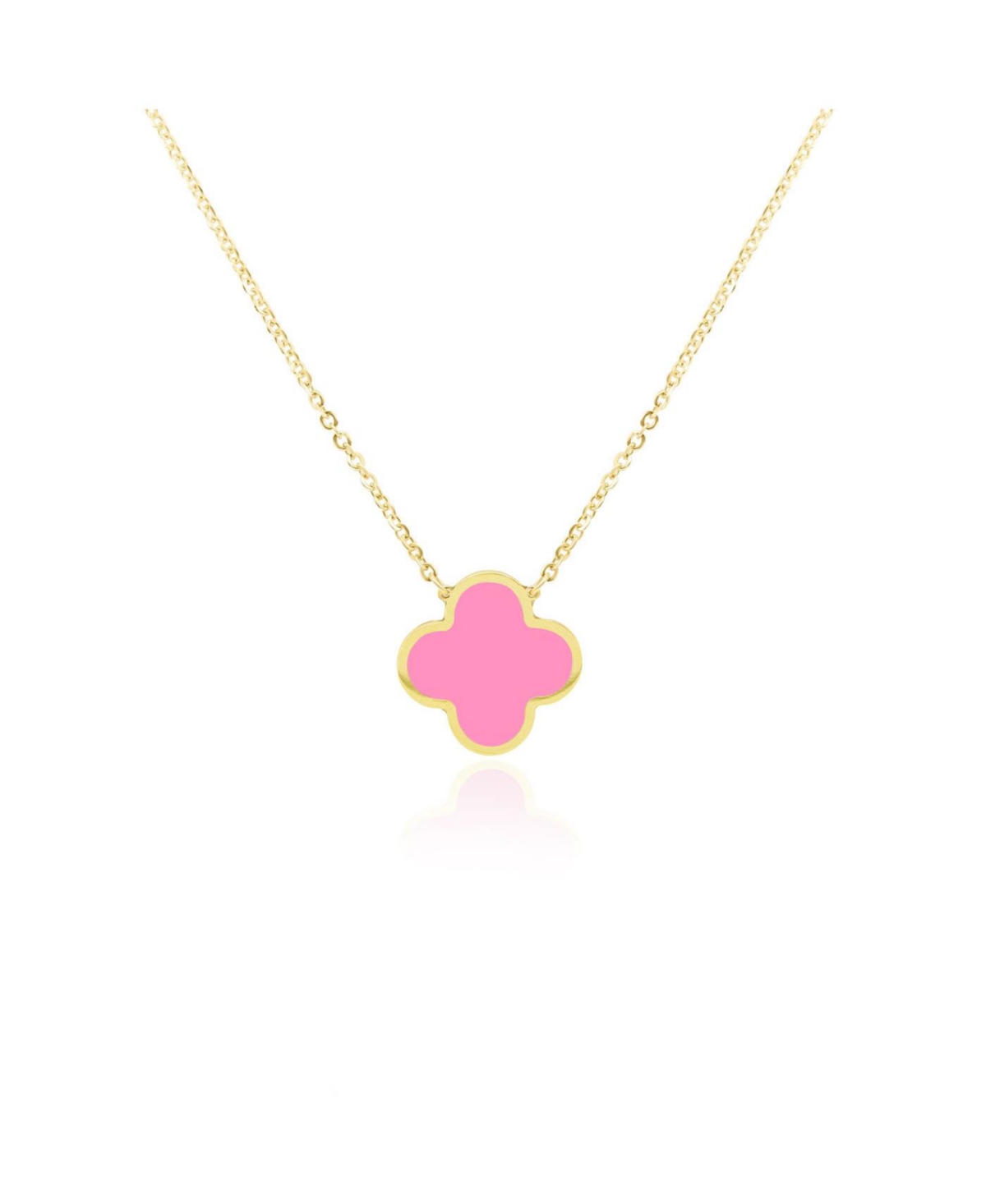 Extra Large Bubblegum Pink Single Clover Necklace - Pink