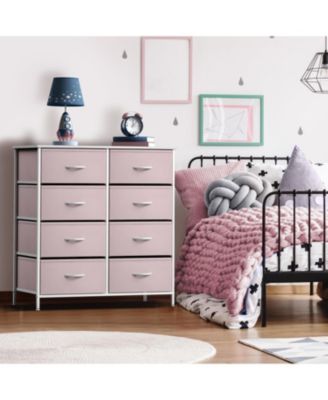  8 Drawers  Steel Frame & Wood Top Fabric Bins Storage Dresser Unit for Bedroom, Closet, Office