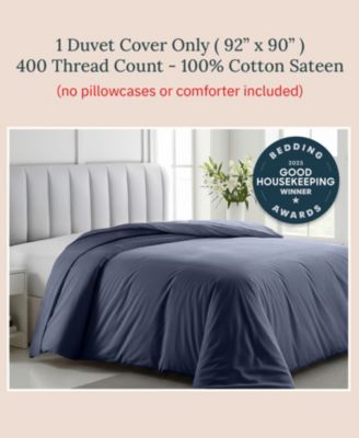 400 Thread Count Cotton Sateen Comforter Cover, Button Closure and Corner Ties Luxury Duvet Cover Only, Queen
