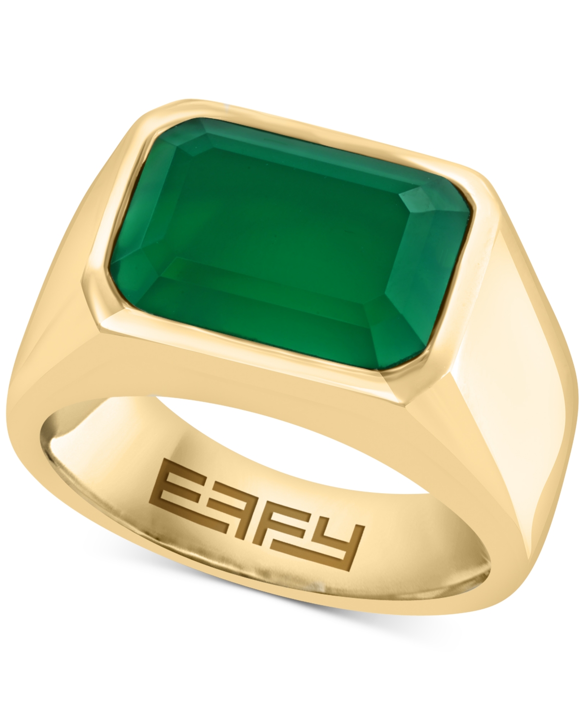 Effy Men's Green Onyx Solitaire Ring in Gold-Plated Sterling Silver - Gold Over Silver